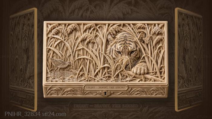 Tiger hidden in the night reeds 3d STL model
