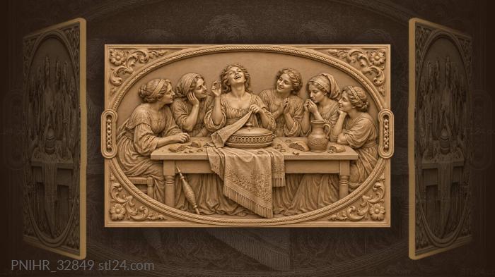 Women drawing rings from under cloth 3d STL model