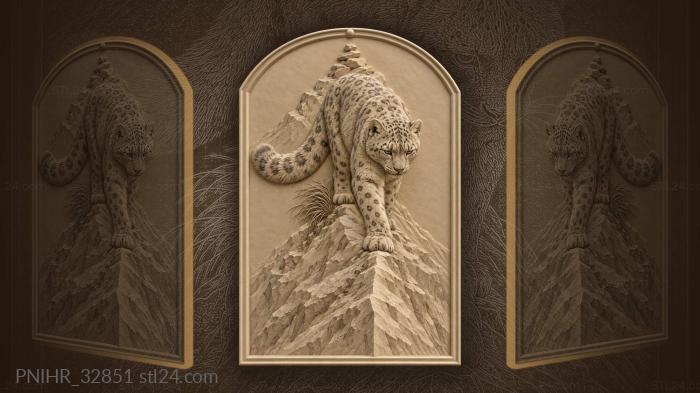 Surefooted snow leopard crosses the narrow crest 3d STL model