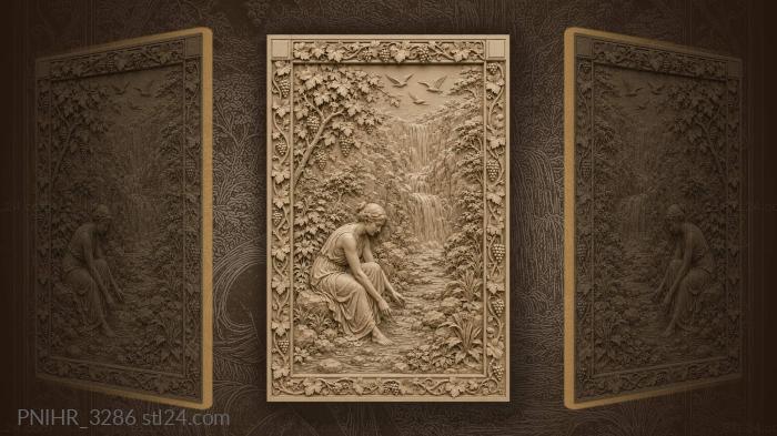 Forest stream with distant waterfall 3d STL model