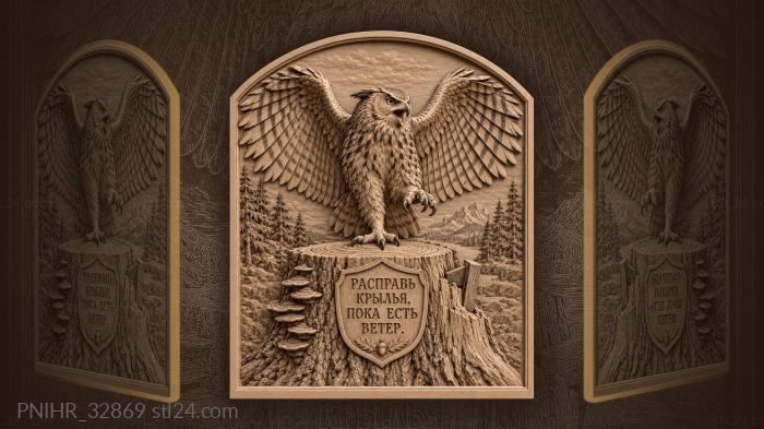 Majestic owl with open wings 3d STL model