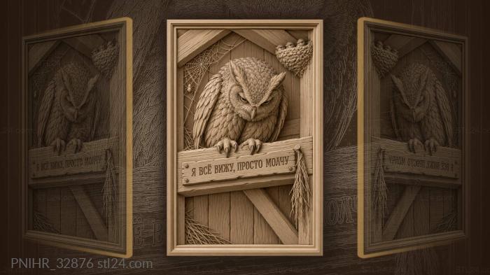 Wise owl watching from above 3d STL model