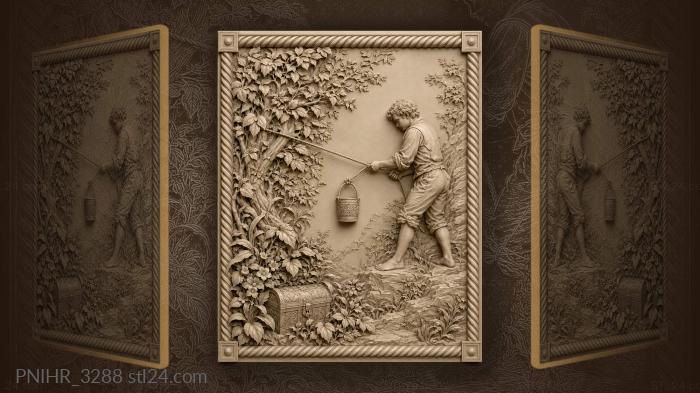 Bucket chest with leafy abundance 3d STL model