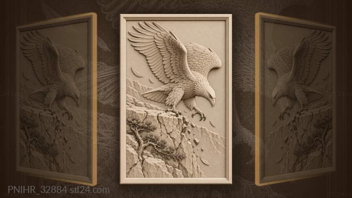 Cliffside eagle launches as stones scatter 3d STL model