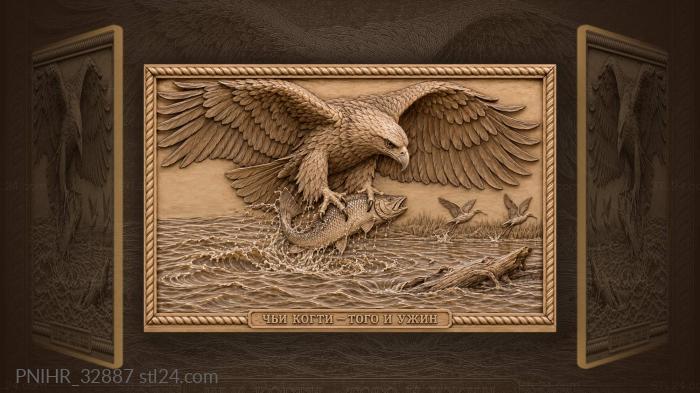 Eagle carrying a fish above the river 3d STL model