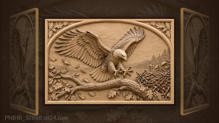 Eagle landing on weathered branch 3d STL model