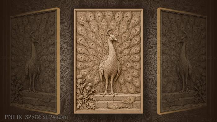 Majestic peacock with open train 3d STL model
