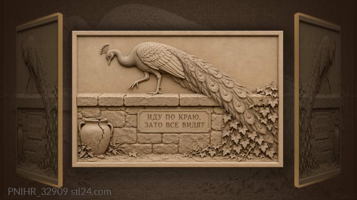 Boastful peacock parades along the edge 3d STL model