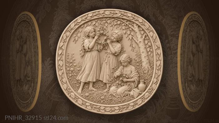 Young friends weave fortune into branches 3d STL model