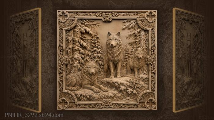 Winter pines and snowy branches 3d STL model