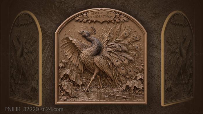 Raindrops fly from peacocks train 3d STL model