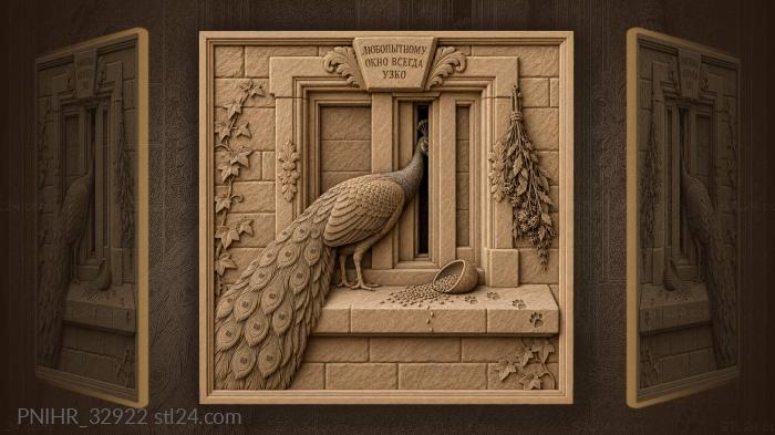 Peacock at the narrow window 3d STL model