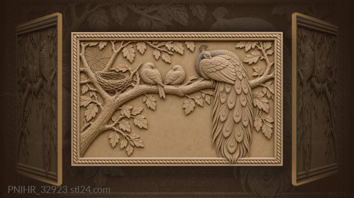 Peacock sleeps among branches nest 3d STL model