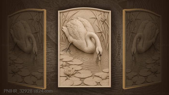 Swan pulls pondweed from water 3d STL model