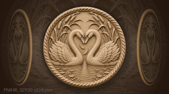 Loving swans gentle water heart 3d STL model