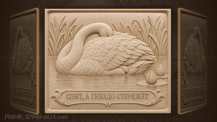 Swan on calm water lilies 3d STL model