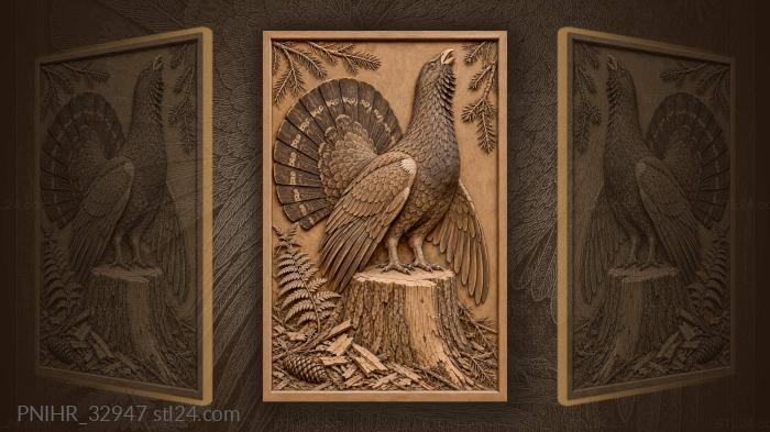 Capercaillie sings atop old stump 3d STL model