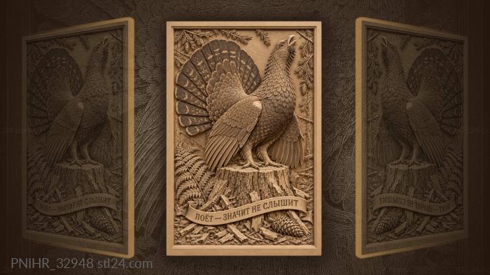 Capercaillie song rings above pine cones 3d STL model