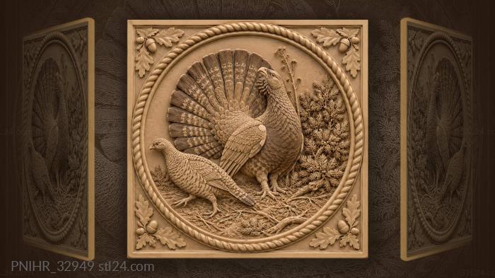 Capercaillie displaying majestic tail feathers 3d STL model