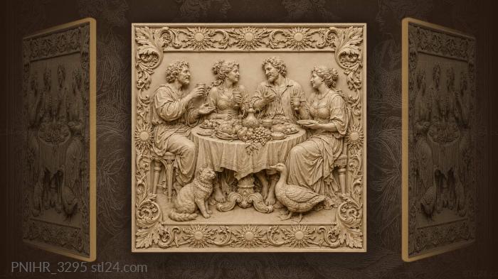 Cat and goose by the holiday table 3d STL model