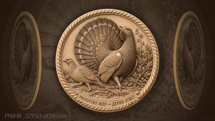 Capercaillie displaying magnificent feathered tail 3d STL model