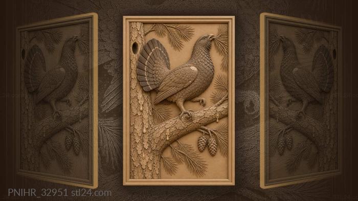 Capercaillie on pine branch foraging 3d STL model