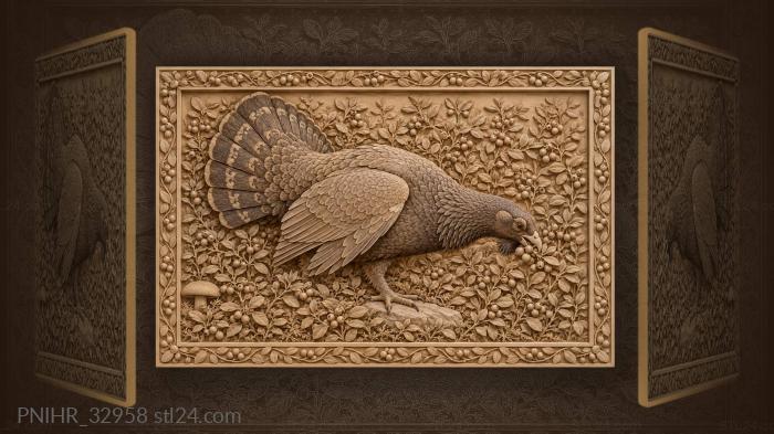 Capercaillie in cowberry thicket feast 3d STL model
