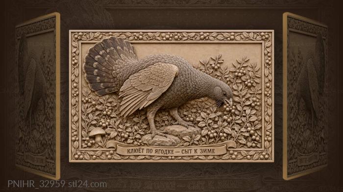 Capercaillie among cowberries autumn feast 3d STL model
