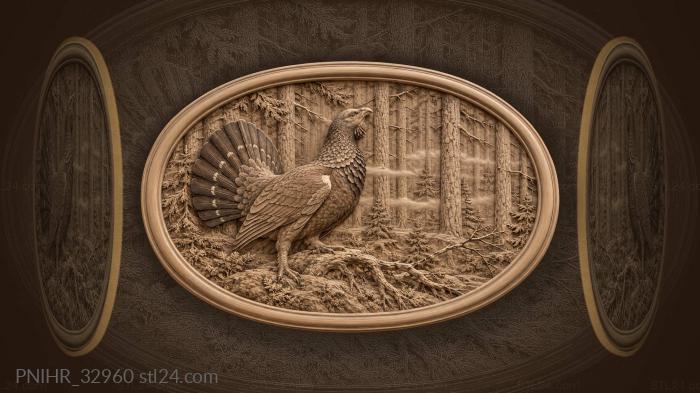 Capercaillie among pines misty distance 3d STL model