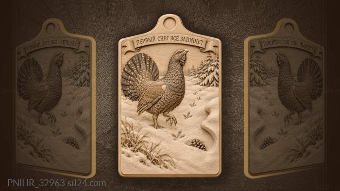 Capercaillie in winter snow landscape 3d STL model