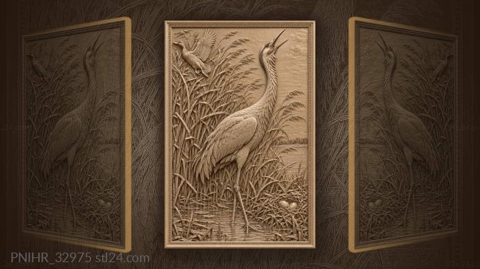Crane calls until the reeds seem to bend 3d STL model