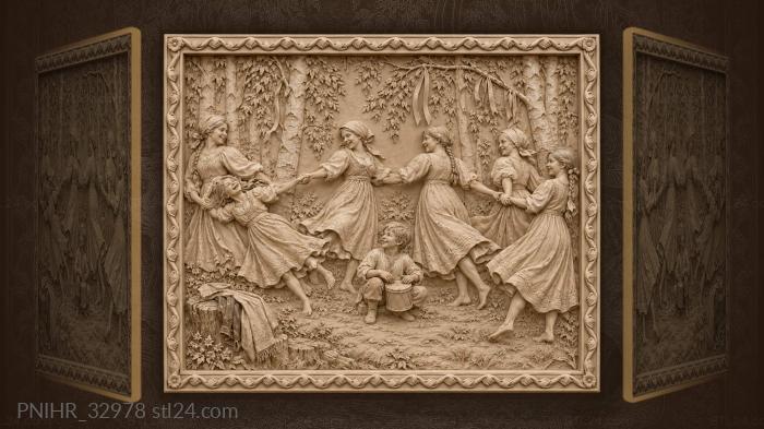 Drummer boy drives the laughing dancers onward 3d STL model