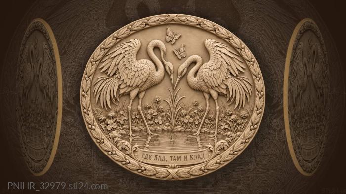 Cranes in blossoming meadow affection 3d STL model