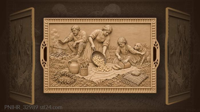 Family shares breakfast by the fire 3d STL model
