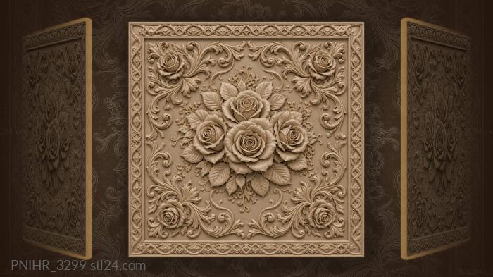 Roses in blossoming symmetrical garden 3d STL model