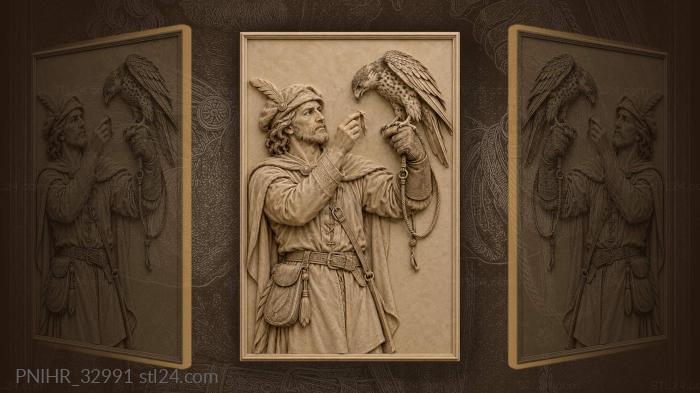 Falcon reaches for offered meat 3d STL model