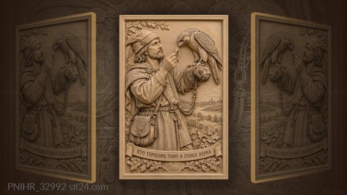 Patient falconer feeds faithful falcon 3d STL model