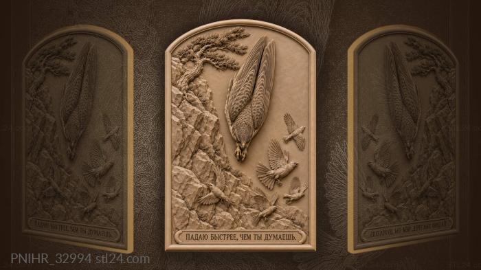 Diving falcon outruns fleeing birds 3d STL model