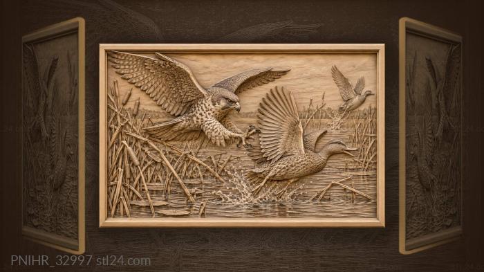 Falcons swift hunt over reeds 3d STL model