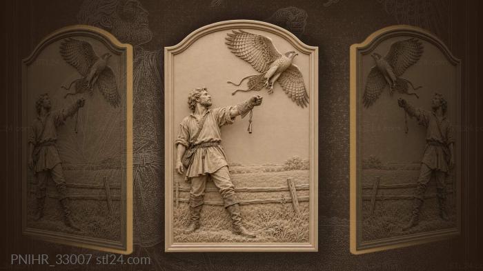 Falcon launches while loose jesses stream behind 3d STL model