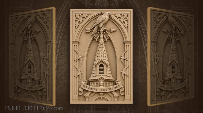 Falcon above tower roofs swifts 3d STL model