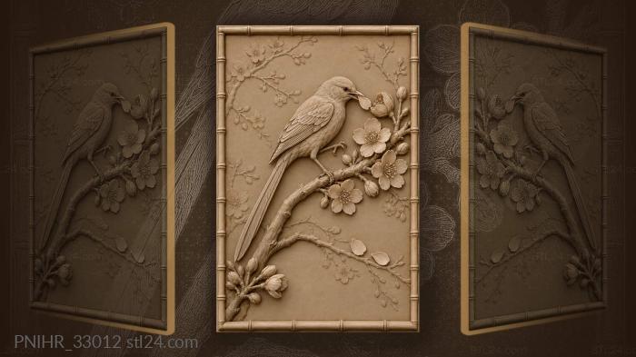 Bird plucks a cherry blossom petal 3d STL model