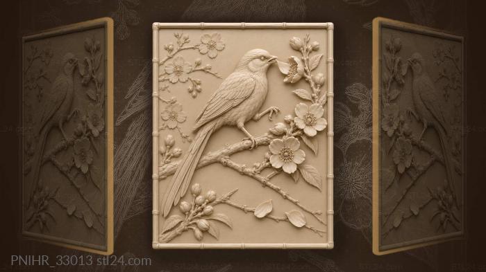 Long-tailed bird reaches for a blossom 3d STL model