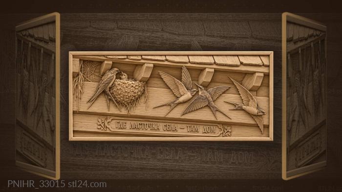 Four swallows wheel toward the eaves nest 3d STL model