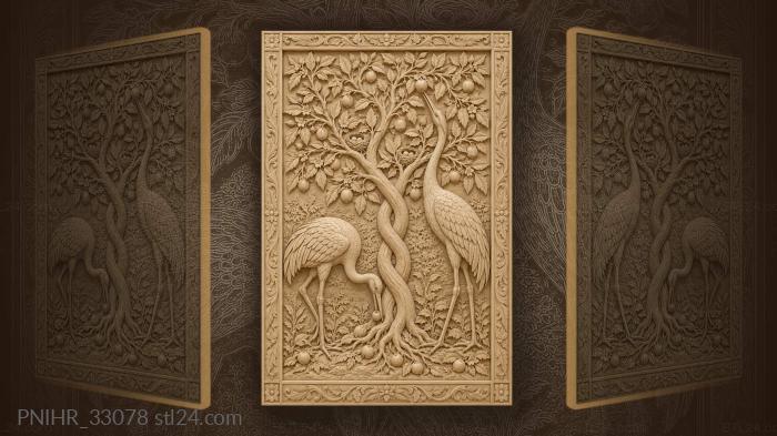 Cranes embracing the tree of life 3d STL model