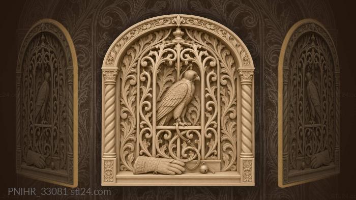 Falcon in vine covered gazebo 3d STL model