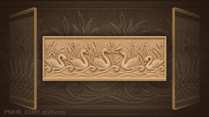 Swans gliding through wavy reeds 3d STL model