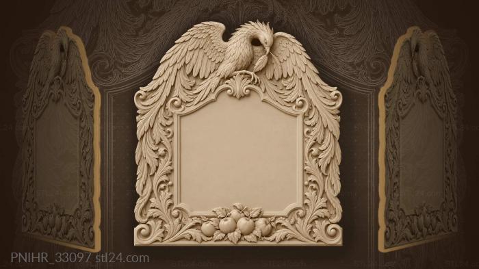 Firebird descending with falling feathers 3d STL model