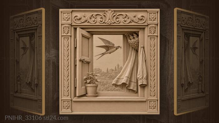 Swallow with prey at the nest 3d STL model