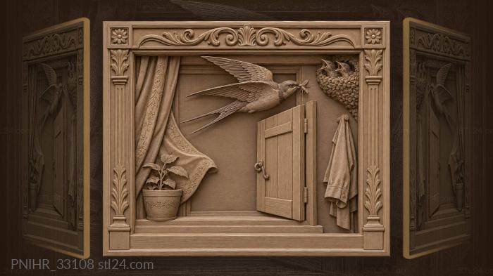 Swallows nest by open window 3d STL model